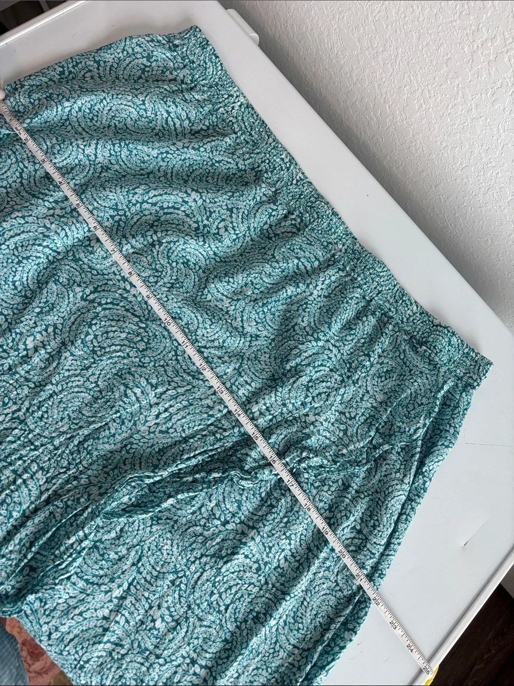 Michael Kors Turquoise Printed High-Low Ruffle-Hem Skirt
